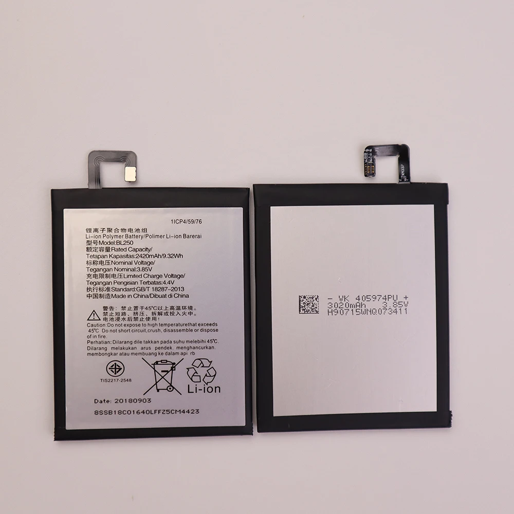 

100% Original BL250 2420mAh Battery for Lenovo VIBE S1 S1a40 S1c50 High Quality bl250 Li-ion Built-in cellPhone Batteries+tools