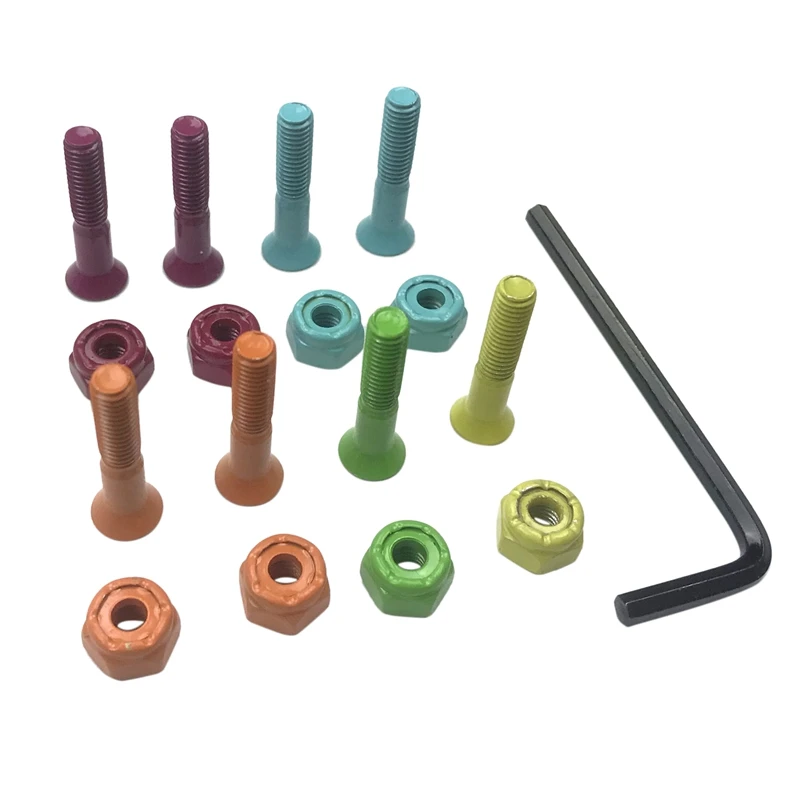 

Double Rocker Skateboard Bridge Nail Screw Plate Nail 25mm Colorful Hardness Standard Bridge Nail Skateboard Accessories