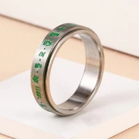 stainless steel rotatable buddhist mantra ring buddhist style prayer mens ring religious faith fortune jewelry size us6 12