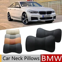 genuine leather car neck pillows with custom text auto seat headrest for bmw f30 e46 e87 e90 e93 e65 x1 3 5 interior accessories