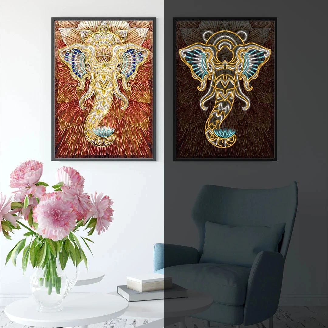 

DIY Luminous Diamond Animal Elephant Shaped Diamond Painting Set Diamond Embroidery Bright Diamond Home Decoration