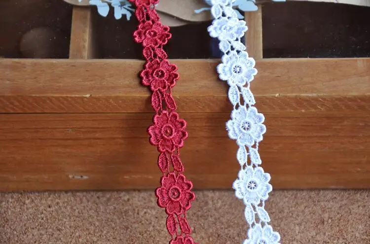 3 метра вышитый белый бордовый кружевной край отделка Лента для аппликации