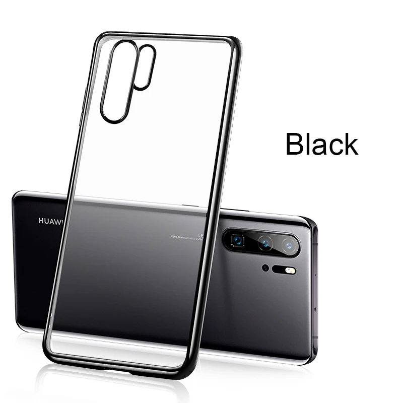 Ультратонкий чехол для телефона huawei P30 Pro P20 mate 20 lite P Smart Z Plus Мягкий силиконовый прозрачный 3D лазерный чехол с покрытием - Цвет: Черный