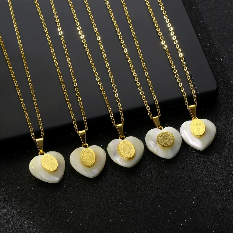 Ожерелье с подвеской в виде католического Святого из нержавеющей стали золотого