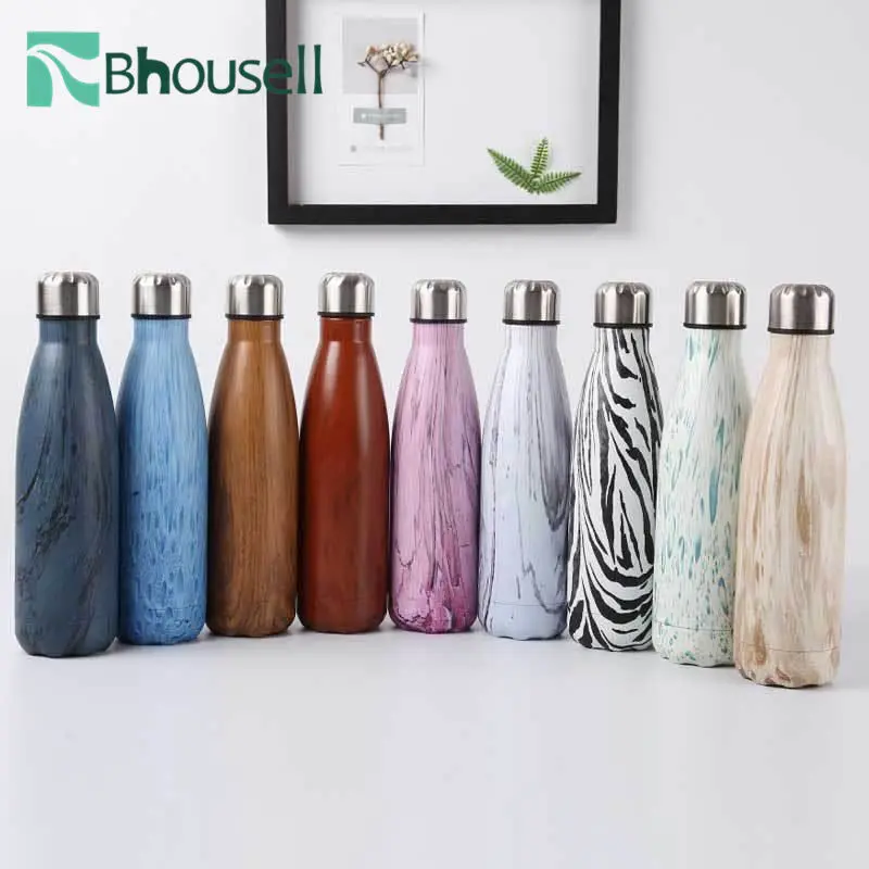 Бутылка для воды из нержавеющей стали с двойными стенками и текстурой древесины