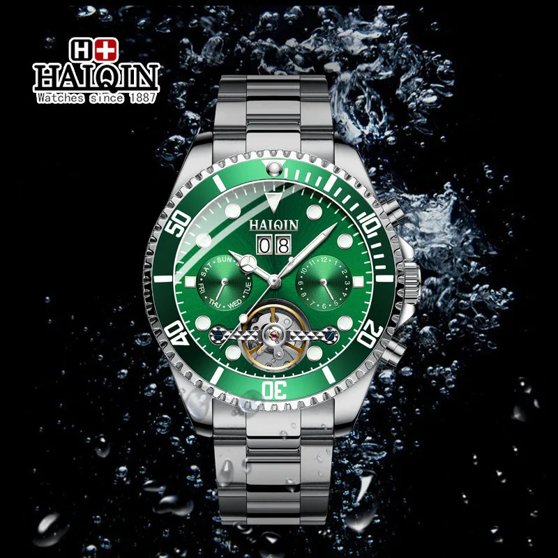 Часы наручные HAIQIN Мужские механические брендовые Роскошные спортивные