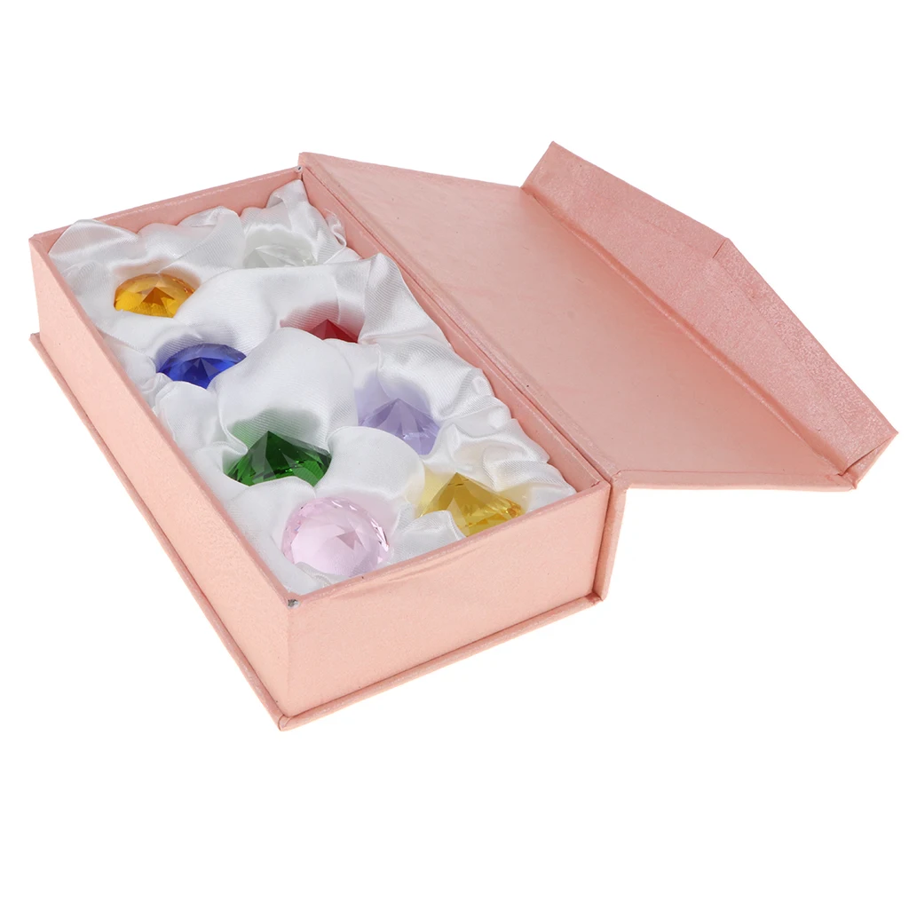 

Pack of 8 Colorful K9 Crystal Diamond Set, Paperweight Birthstone Ornament Wedding Party Decoration Gift