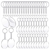 150 pcs 2 inches acrylic transparent discs and key chains set clear blank acrylic discs round keychain for diy projects