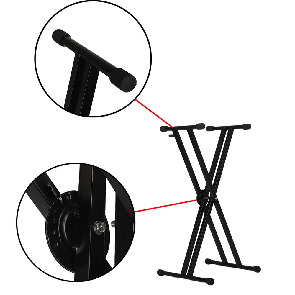 

M MBAT Foldable X-Type Electronic Piano Stand Metal Universal Heightening Adjustable Bracket Holder Black Electronic Organ Stand