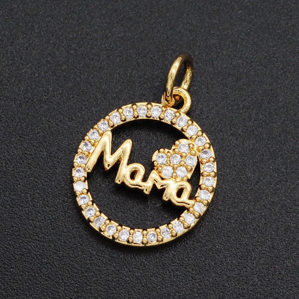 

Copper Micro Inlaid Love MAMA Pendant DIY Micro Inlaid Jewelry Accessories Five-pointed Star Round Love Mother Pendant
