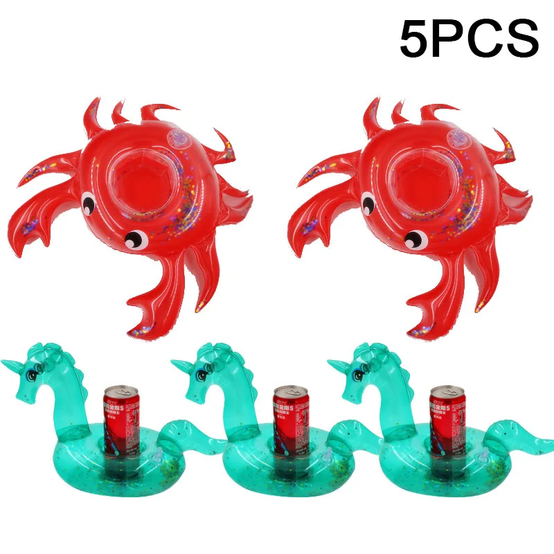 5 шт. Единорог/краб надувные плавающие подставки для напитков Надувной Держатель