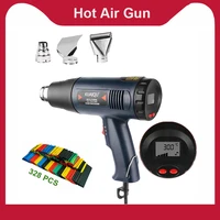 1800w hot air gun lcd display 60 600%e2%84%83 adjustable temperature controlled building hair dryer heat gun soldering tools3nozzle set