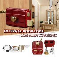 cast iron anti theft exterior door retro red locks multiple insurance lock wooden door lock security