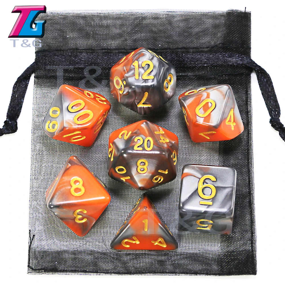 9 цветов микс игральные кости с мешком DND RPG портативные игрушки для взрослых детей пластиковые кубики специальный подарок подземелья драконы