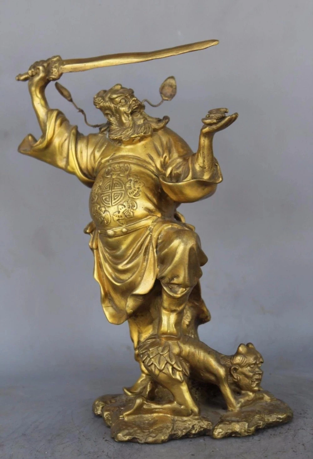 

Китайская статуя Чжун из чистой латуни Куй ChungKuel God Catch Demon Devil