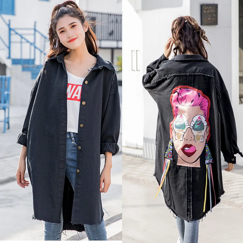 Женское длинное однобортное пальто с отложным воротником в ковбойском стиле