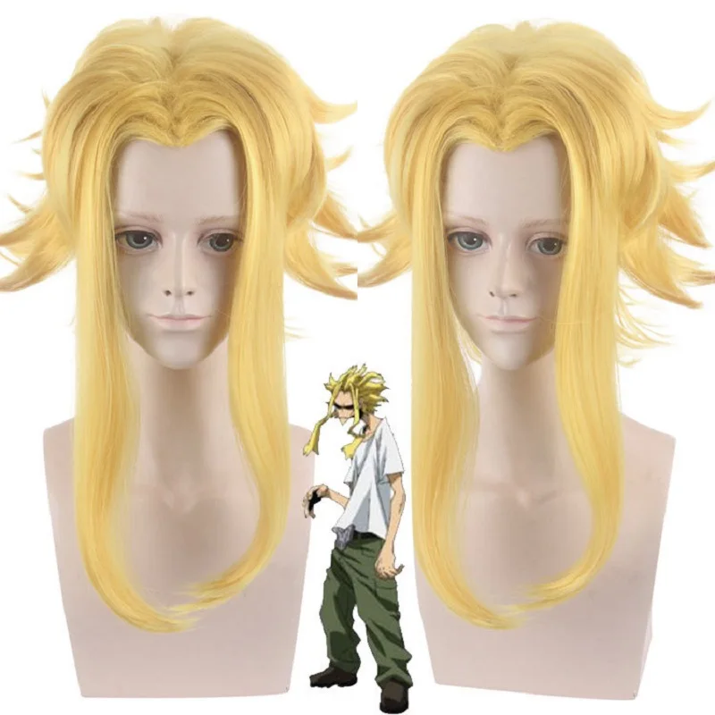 

My Hero Academia All Might Wig Cosplay Costume Boku no Hiro Akademia 40cm long yellow Synthetic Hair Halloween party Wigs