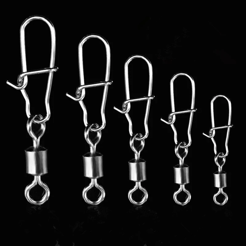 

30Pcs Stainless Steel Buckle Rotating Fishing Accessories Solid Ring Terminal Fishing Tackle Connector