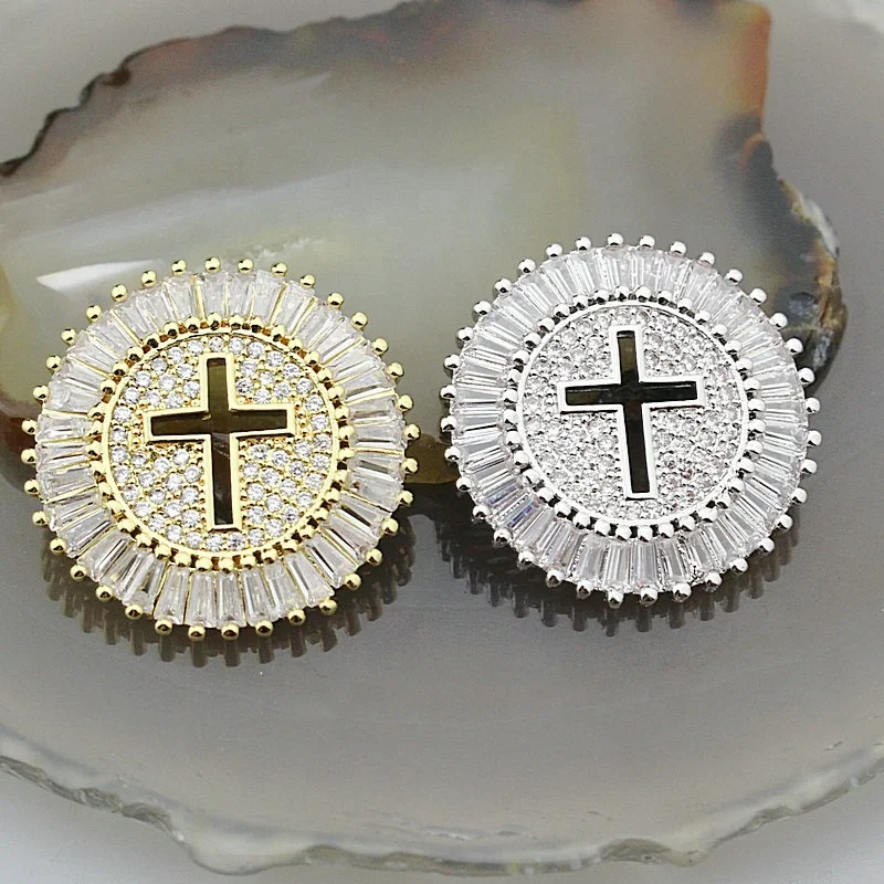 25 мм 10 шт./лот Модный Крест cz Шарм нежный цирконий микро паве кулон diy ожерелье