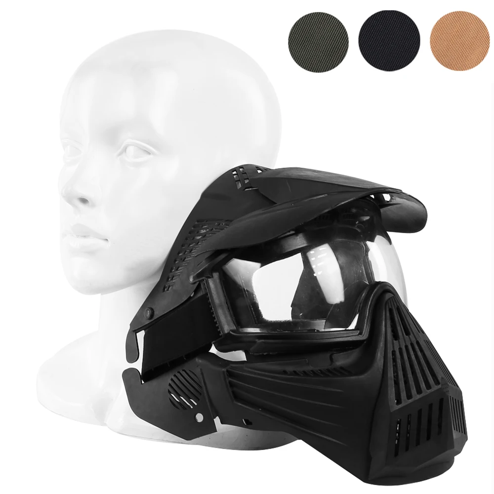 

Тактическая Маска на все лицо с линзами из поликарбоната ударопрочная маска для улицы для страйкбола BB охоты CS игры страйкбола пейнтбола