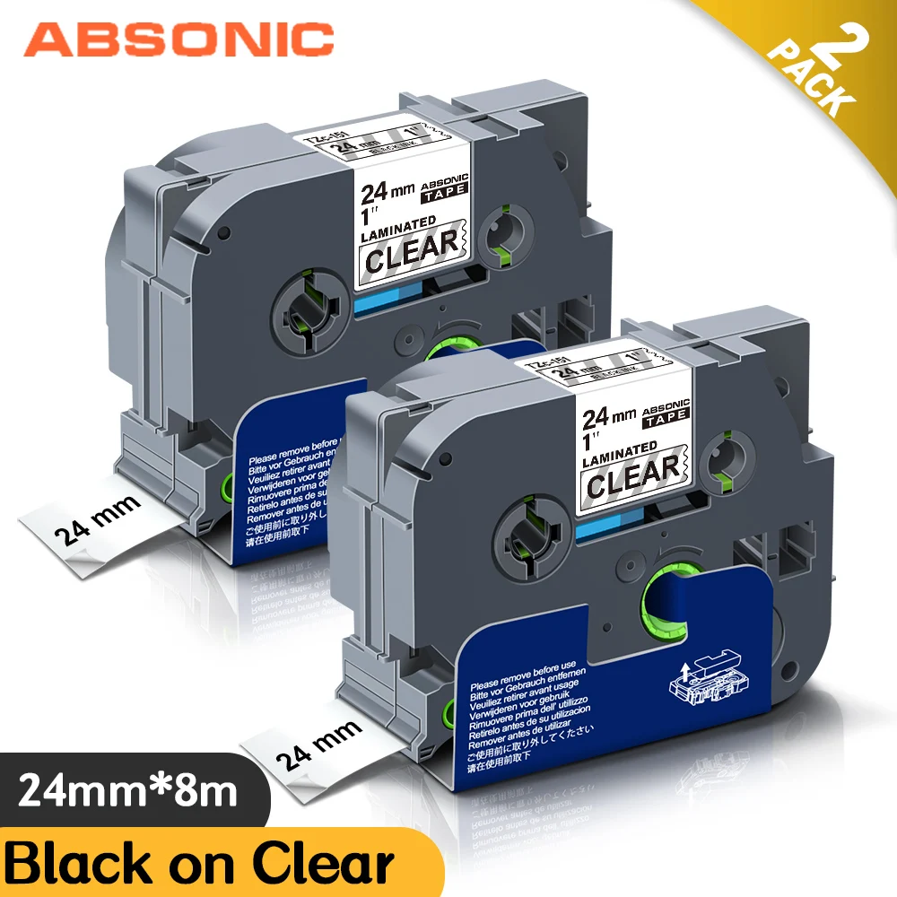 Ламинированные ленты Absonic 2PK 24 мм 151 для изготовления этикеток Brother черные на