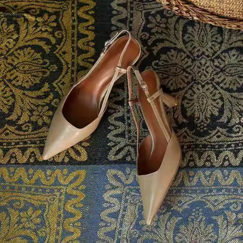 

Мюли женские на высоком каблуке, элегантные туфли с заостренным носком, без застежки, жемчужные, пикантные, модная Осенняя обувь, 2021