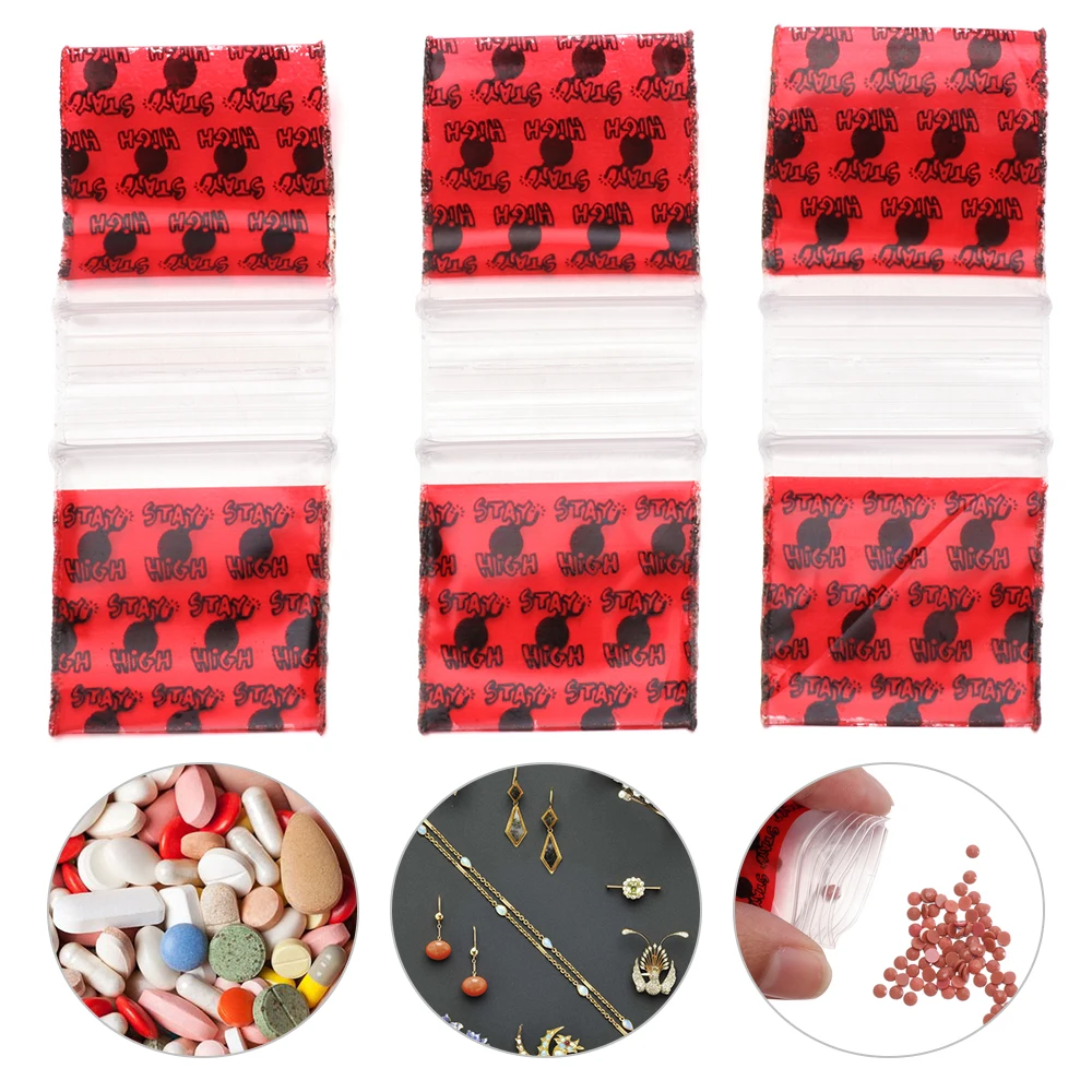 100Pcs пластиковый мешок запечатывания Портативный красного цвета с рисунком