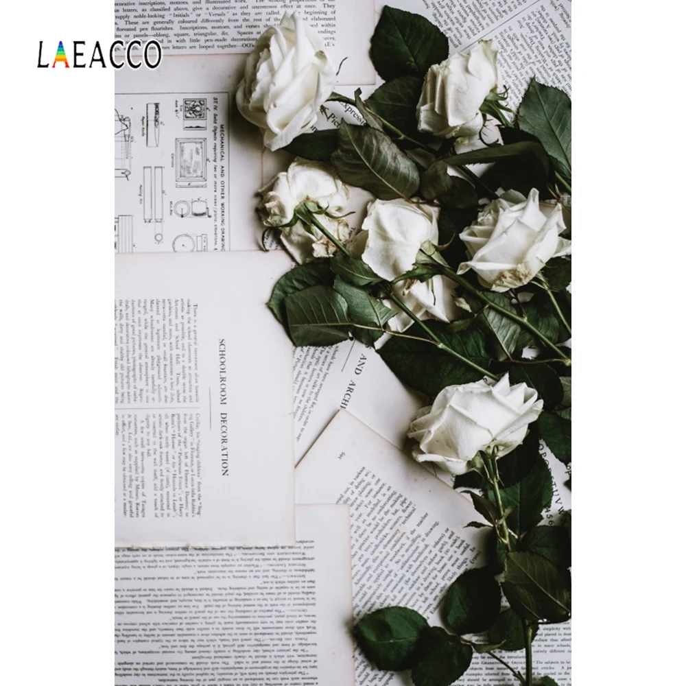 Laeacco газета белая роза фотографические фоны на заказ ткань фотосессия
