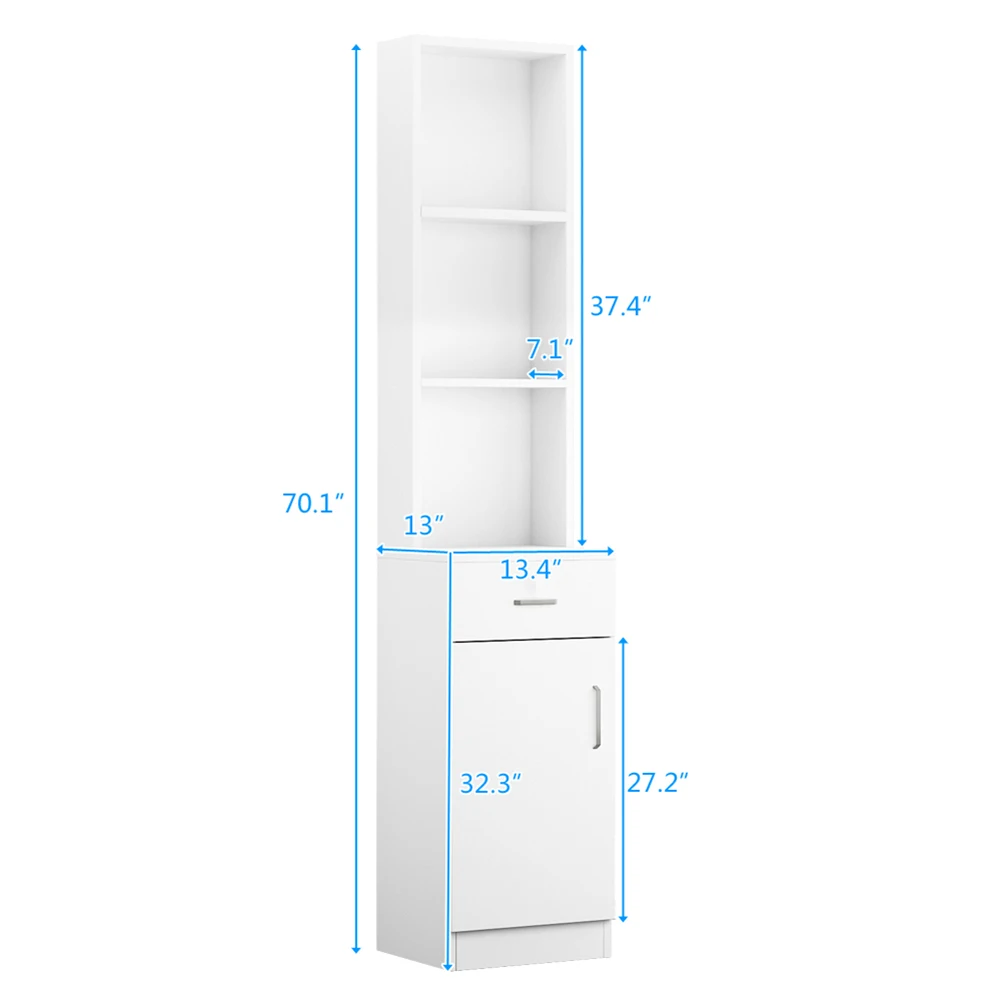 

5 Compartments 1 Drawer 1 Door MDF Galvanized Iron Standing 5 Compartments 1 Drawer 1 Door MDF Barber White Cabinet