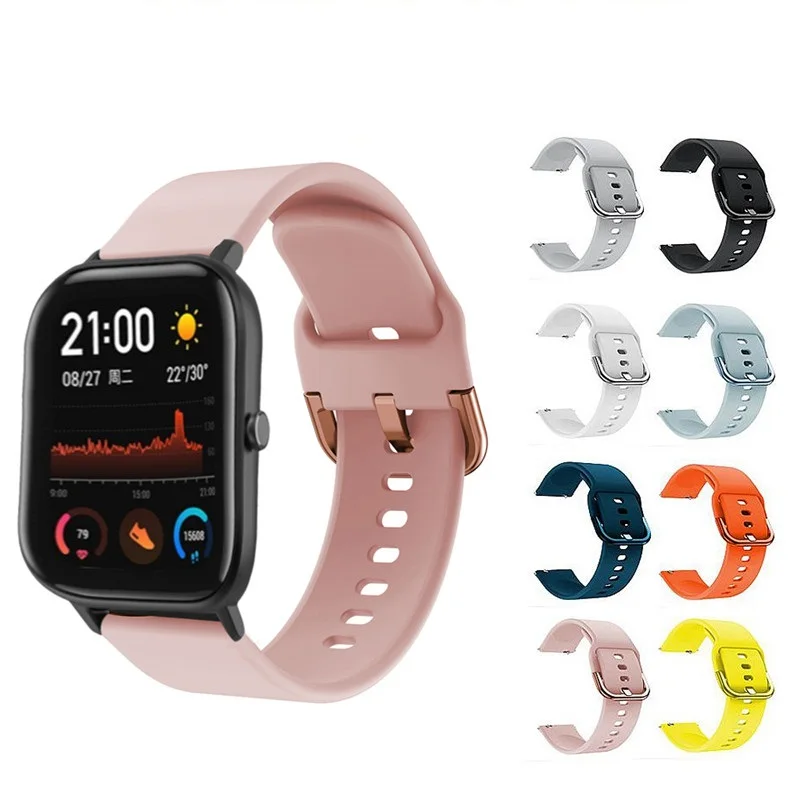 

Ремешок силиконовый для смарт-часов Xiaomi Huami Amazfit GTS GTR 42 мм, мягкий спортивный браслет для Huami Amazfit Bip lite, 20 мм