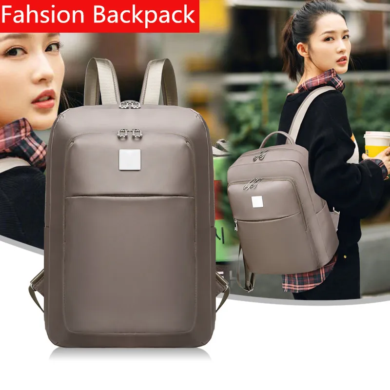 

Simple Student Bookbag for Women Waterproof Oxford Cloth Shoulder Bag Solid Color Ladies Large Capacity Backpack Travel Rucksack