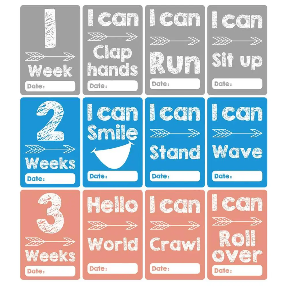 

Baby Monthly Milestone Cards Photo Prop Age Cards Baby Shower Registry Gift 24BE