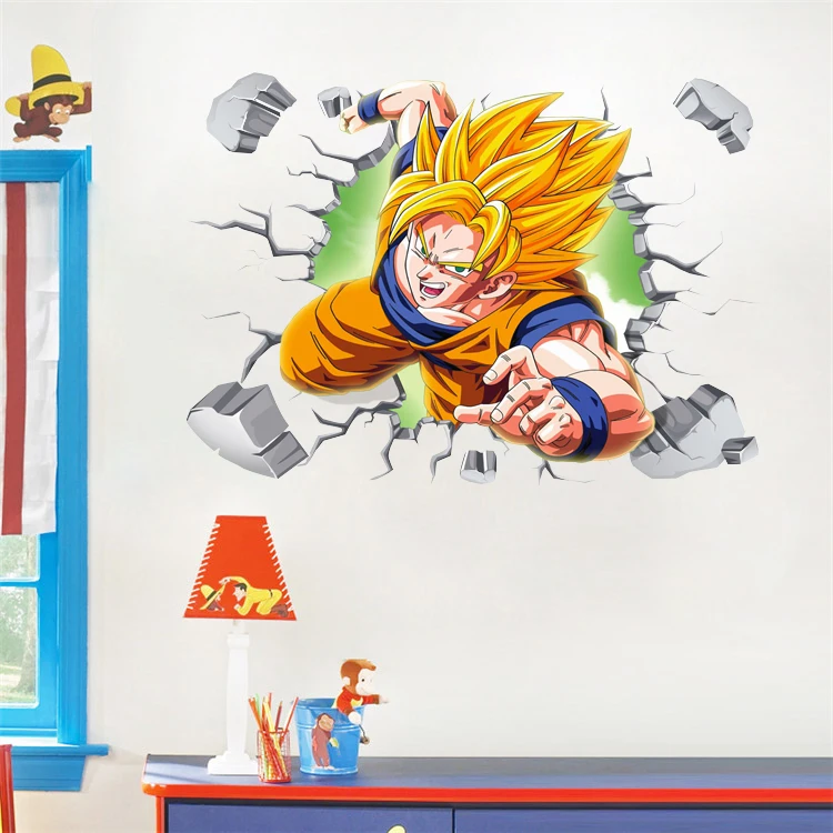 Наклейка s Виниловая Наклейка Декор Dragon Ball Z Гоку мультфильм 3D дети аниме разбиться настенное украшение для комнаты мальчик девочка стена