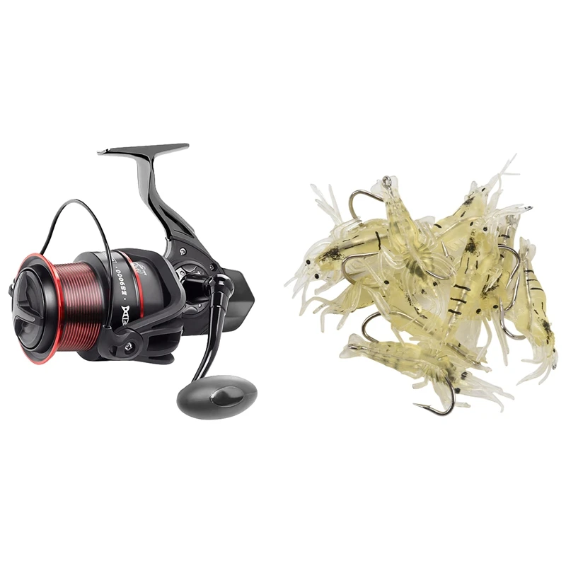 

10 шт. 4 см рыболовная Мягкая приманка-креветка рыболовные приманки и 1 шт. Рыболовная катушка ES11000 металлическая катушка большая спиннингова...