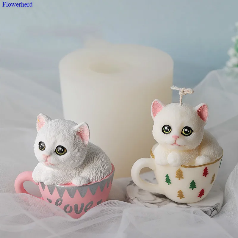 Teacup силиконовая форма в виде кота Cute мультфильм свеча-кошка пластырь для