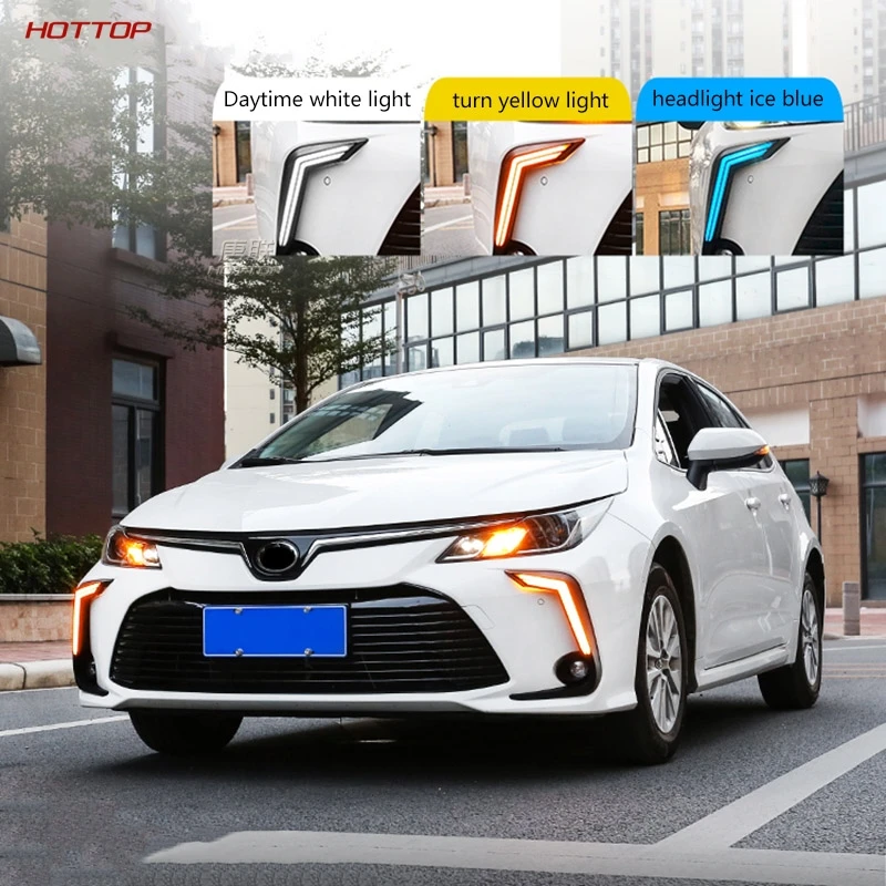 Дневные ходовые огни ABS черного цвета дневсветильник светодиодные для Toyota Corolla 2019