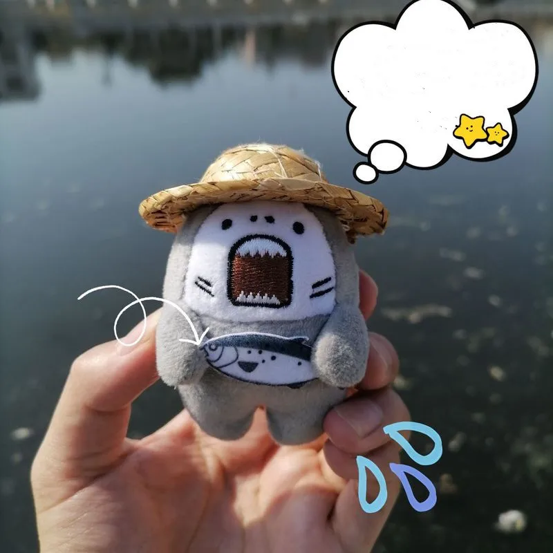 

Lovely Cartoon Plush Toy Grumpy Shark Keychain Boy Girl Funny Creative Bag Backpack Accessories Car Key Charm Pendant Keyring