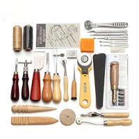 leather diy tool professional leather craft tools kit hand sewing stitching punch carving work saddle groover set accessories