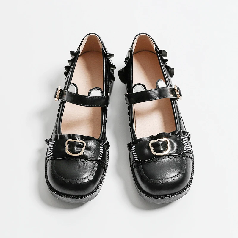 

Туфли Lolita jk кожаные униформы в британском стиле Лолита японская Милая женская обувь с медведем бандажные Туфли с круглым носком cos