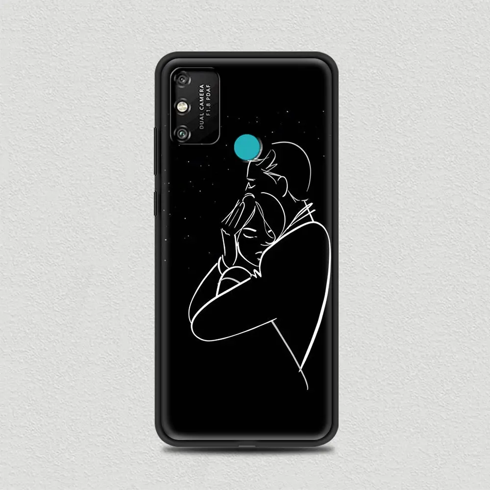 

Kiss Luxury Line Drawing Art Prints Love Soft TPU Cover for Honor 8X 9X Pro 10 20 Lite 30 20S 30i 9C 9A Play Luxury Case Coque