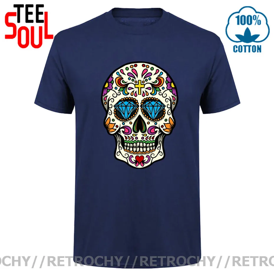 Мужская футболка с принтом мексиканского черепа Приталенная для фитнеса 2021