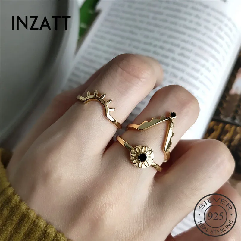 Женское геометрическое кольцо INZATT ювелирное изделие из настоящего серебра 925