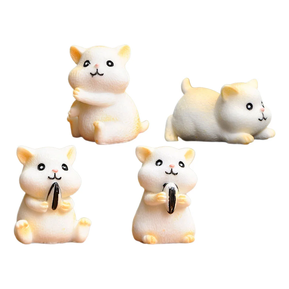 

4Pcs Hamster Figurines Lovely Animals Statue Ornament Courtyard Resin Craft