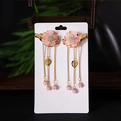 

2 pcs Vintage Antique Flower Hair Clips Hanfu tassel Bride Wedding Hair Jewelry Handmade Tassel fairy Hair clip