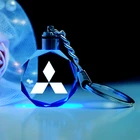 Креативное 3D стекло ремесло с освещением металлический брелок для Mitsubishi авто Стайлинг автомобильные аксессуары пара бизнес цепочка для ключей в подарок