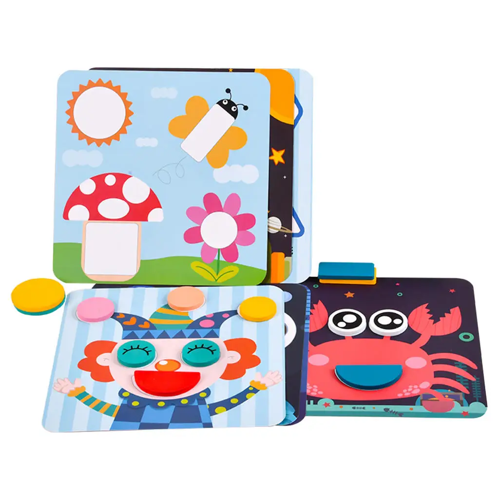 Деревянные узорные блоки и доски Монтессори цвета формы познавательные навыки