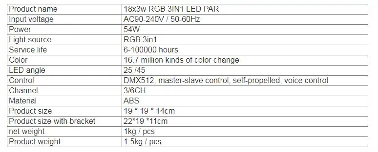 18 шт. 3 Вт светодиодные лампы бусины 18x3 Вт led Par огни RGB 3в1 плоский par led dmx512 Диско Огни профессиональное студийное диджейское оборудование