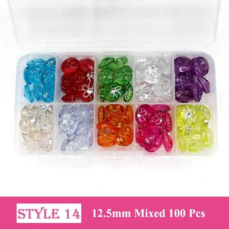 150 Pcs 10-15 mm Resin/Wooden Buttons 2 Holes 15mm Mixed Wood Buttons Sewing Accessories for Clothing Decoration DIY Boxed - Цвет: 14