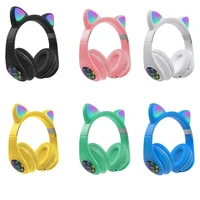 newest cat ears earphones wireless headphones music stereo headphone with mic children daughter fone gamer headset kid gifts