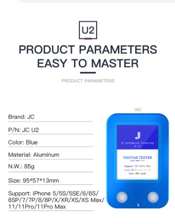 JC Новый продукт обновление U2 Быстрый детектор для iPhone Зарядка IC ОШИБКА тестер SN